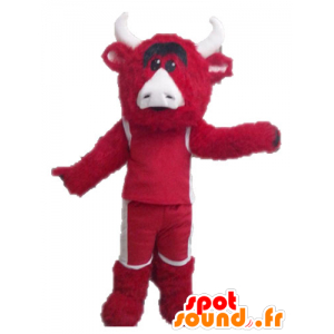 Mascotte de taureau rouge et blanc. Mascotte Chicago Bulls - MASFR028636 - Mascotte de Taureau