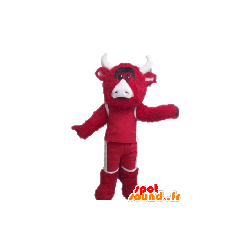 Mascotte de taureau rouge et blanc. Mascotte Chicago Bulls - MASFR028636 - Mascotte de Taureau