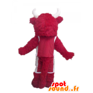 Mascotte de taureau rouge et blanc. Mascotte Chicago Bulls - MASFR028636 - Mascotte de Taureau