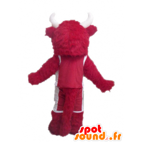 Maskotti punainen ja valkoinen härkä. Chicago Bulls Mascot - MASFR028636 - Mascotte de Taureau