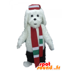 Maskotti valkoinen ja musta koira, pehmeä ja karvainen - MASFR028637 - koira Maskotteja