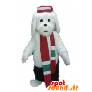 Maskottchen von schwarzen und weißen Hund, weich und haarig - MASFR028637 - Hund-Maskottchen