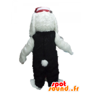 Maskot bílý a černý pes, jemná a chlupatá - MASFR028637 - psí Maskoti