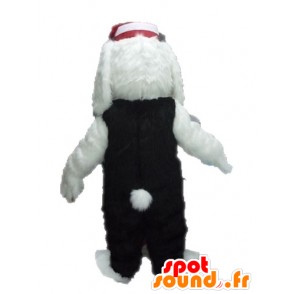 Mascotte de chien blanc et noir, doux et poilu - MASFR028637 - Mascottes de chien