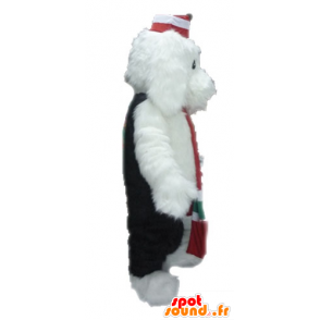 Mascot of black and white dog, soft and hairy - MASFR028637 - Dog mascots