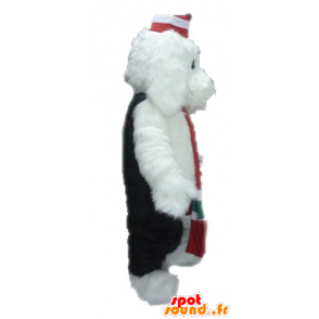 Maskottchen von schwarzen und weißen Hund, weich und haarig - MASFR028637 - Hund-Maskottchen