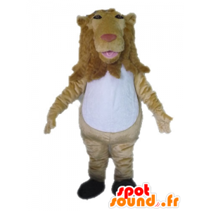 Mascotte de lion beige et blanc, géant - MASFR028638 - Mascottes Lion
