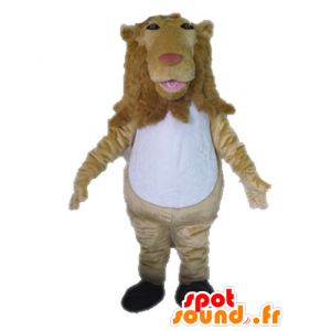 Mascot beige og hvid løve, kæmpe - Spotsound maskot kostume