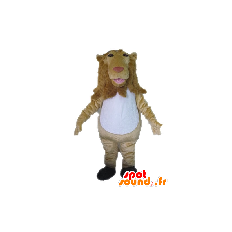 Beige and white lion mascot, giant - MASFR028638 - Lion mascots