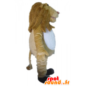 Beżowy i biały lew maskotka, gigant - MASFR028638 - Lion Maskotki