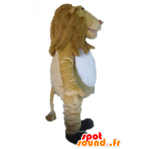 μπεζ και το λευκό λιοντάρι μασκότ, γίγαντας - MASFR028638 - Λιοντάρι μασκότ