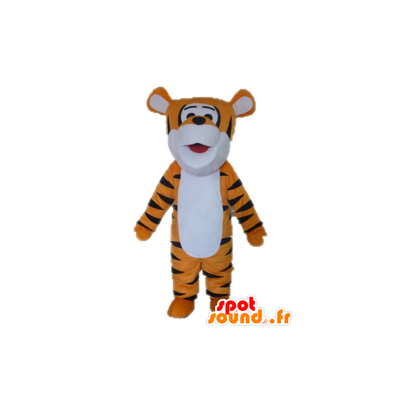 Oranssi tiikeri maskotti, valkoinen ja musta. Tigger Mascot - MASFR028639 - Tiger Maskotteja