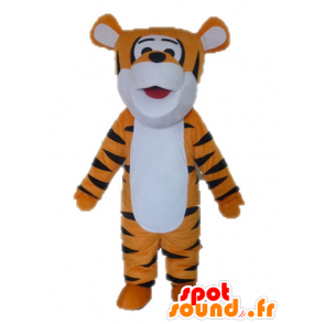 Oranje tijger mascotte, wit en zwart. tigger Mascot - MASFR028639 - Tiger Mascottes