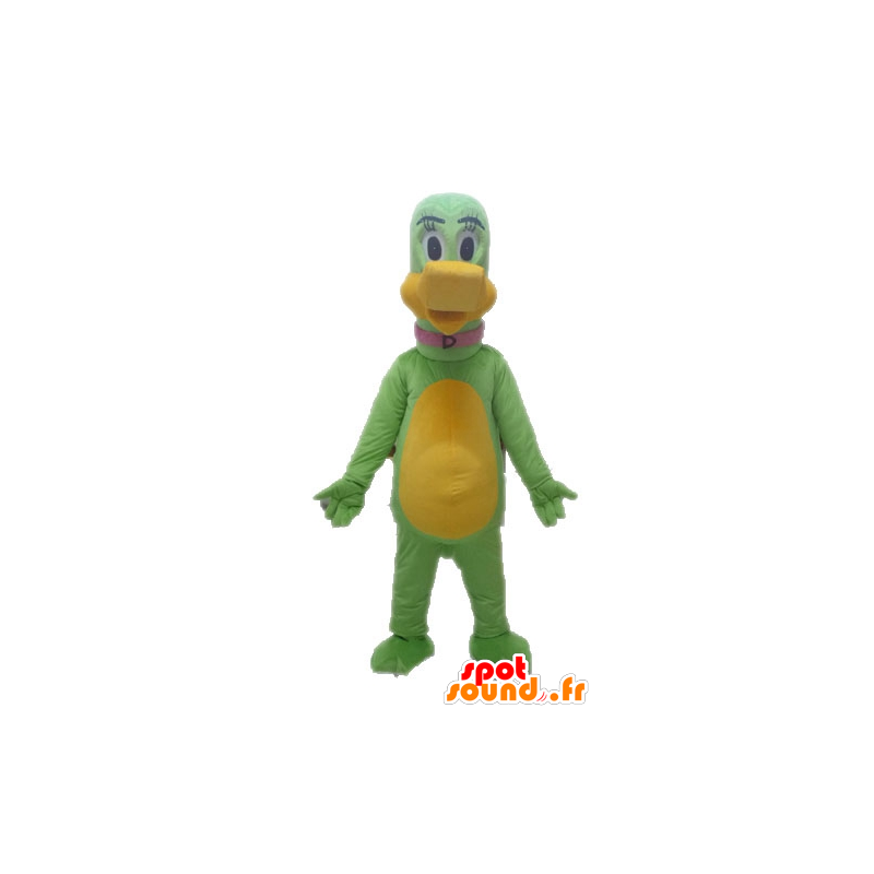 Mascotte verde e dinosauro giallo, gigante - MASFR028640 - Dinosauro mascotte