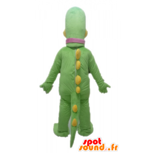 Grøn og gul dinosaur maskot, kæmpe - Spotsound maskot kostume