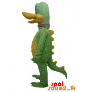 Mascot grønn og gul dinosaur, gigantiske - MASFR028640 - Dinosaur Mascot