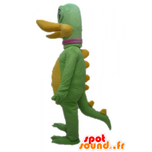 Maskotka zielony i żółty dinozaur, gigant - MASFR028640 - dinozaur Mascot