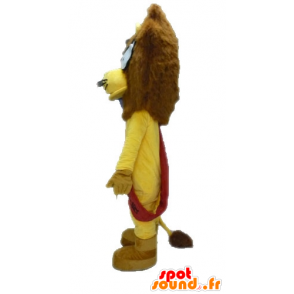 Mascotte de lion jaune et marron, avec des lunettes - MASFR028641 - Mascottes Lion