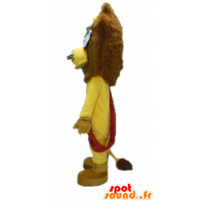 Gul og brun løve maskot med briller - Spotsound maskot kostume