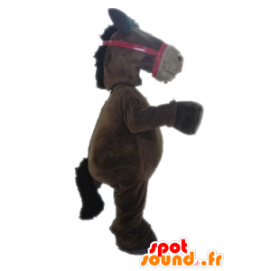 Heste maskot brunt og beige, gigantiske - MASFR028644 - hest maskoter