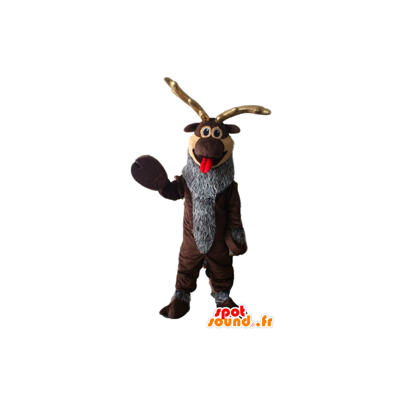 Mascotte de renne marron et gris. Mascotte de caribou - MASFR028645 - Animaux de la forêt