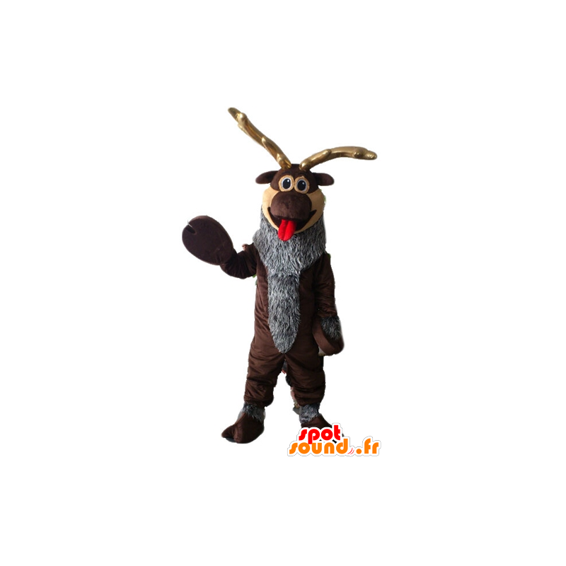 Braun und grau Rentier Maskottchen. Karibu Maskottchen - MASFR028645 - Tiere des Waldes