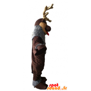 Mascotte de renne marron et gris. Mascotte de caribou - MASFR028645 - Animaux de la forêt