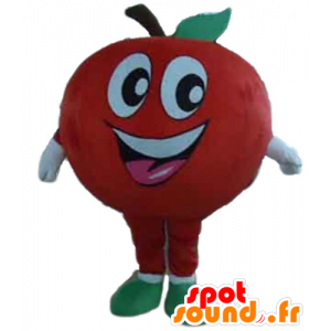 Gigante de la manzana roja y la mascota sonriendo - MASFR028647 - Mascota de la fruta