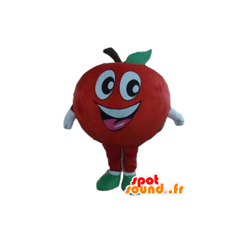 Gigante de la manzana roja y la mascota sonriendo - MASFR028647 - Mascota de la fruta