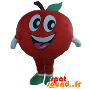 Gigante de la manzana roja y la mascota sonriendo - MASFR028647 - Mascota de la fruta