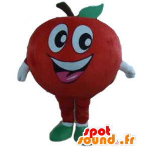 Gigante mela rossa e sorridente mascotte - MASFR028647 - Mascotte di frutta