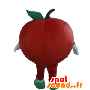 Gigante de la manzana roja y la mascota sonriendo - MASFR028647 - Mascota de la fruta