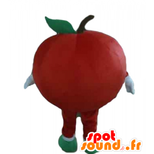 Mascotte de pomme rouge géante et souriante - MASFR028647 - Mascotte de fruits