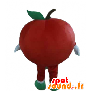 Gigante mela rossa e sorridente mascotte - MASFR028647 - Mascotte di frutta