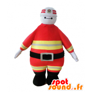 Bombero mascota uniforme naranja y amarillo - MASFR028650 - Mascotas humanas