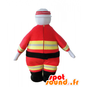 Mascotte de pompier en uniforme orange et jaune - MASFR028650 - Mascottes Humaines