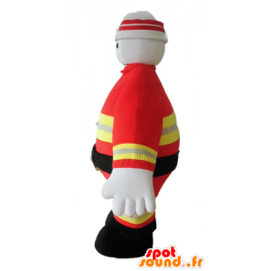 Mascotte de pompier en uniforme orange et jaune - MASFR028650 - Mascottes Humaines