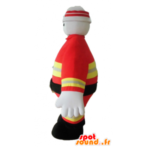 Bombero mascota uniforme naranja y amarillo - MASFR028650 - Mascotas humanas