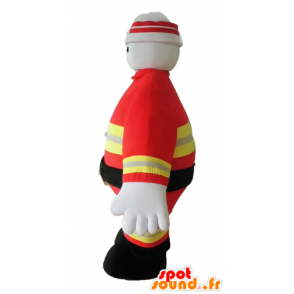 Brandweerman mascotte uniform oranje en geel - MASFR028650 - Human Mascottes