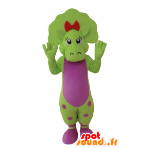 Mascote do dinossauro verde e rosa manchado - MASFR028653 - Mascot Dinosaur