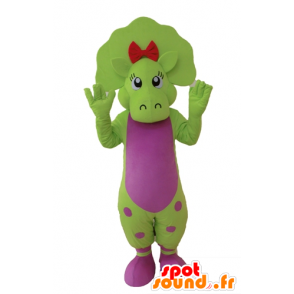 Mascot green and pink dinosaur spotted - MASFR028653 - Mascots dinosaur