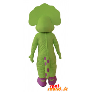 Mascotte de dinosaure vert et rose, à pois - MASFR028653 - Mascottes Dinosaure