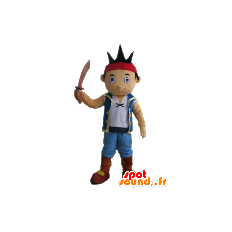 Brown boy mascot dressed as pirate - MASFR028656 - Mascottes de Pirate