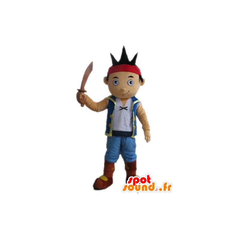 Mascotte de garçon brun habillé en pirate - MASFR028656 - Mascottes de Pirates