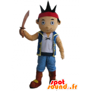 Bruine jongen mascotte kleedde zich als piraat - MASFR028656 - mascottes Pirates