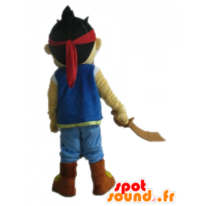 καφέ μασκότ αγόρι ντυμένο ως πειρατής - MASFR028656 - μασκότ Πειρατές