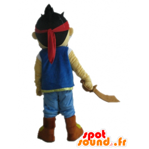 Brown boy mascot dressed as pirate - MASFR028656 - Mascottes de Pirate