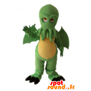 Cabeça mascote dragão verde com polvo - MASFR028658 - Dragão mascote