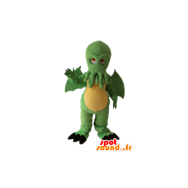 Cabeça mascote dragão verde com polvo - MASFR028658 - Dragão mascote