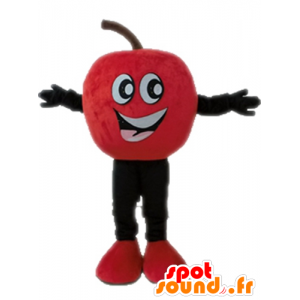 Mascotte de pomme rouge géante et souriante - MASFR028662 - Mascotte de fruits